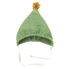 Căciulă Koo brodată cu pompon, muselină