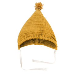 Căciulă Koo brodată cu pompon, muselină