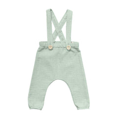 Pantalon culoarea nisipului cu bretele din muselina moale de bumbac, pentru bebelusi si copii, pentru botez, aniversari, sedinte foto. Odiseea lui Artur