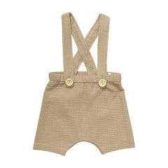 Pantaloni scurti cu bretele pentru bebelusi, botez, Odiseea lui Artur, culoarea nisipului