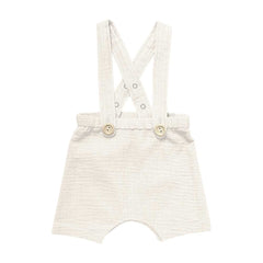 Pantaloni scurti cu bretele pentru bebelusi, botez, Odiseea lui Artur, alb ecru