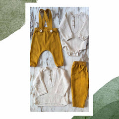 Pantaloni lungi Nemo cu bretele ajustabile și detașabile, muselină