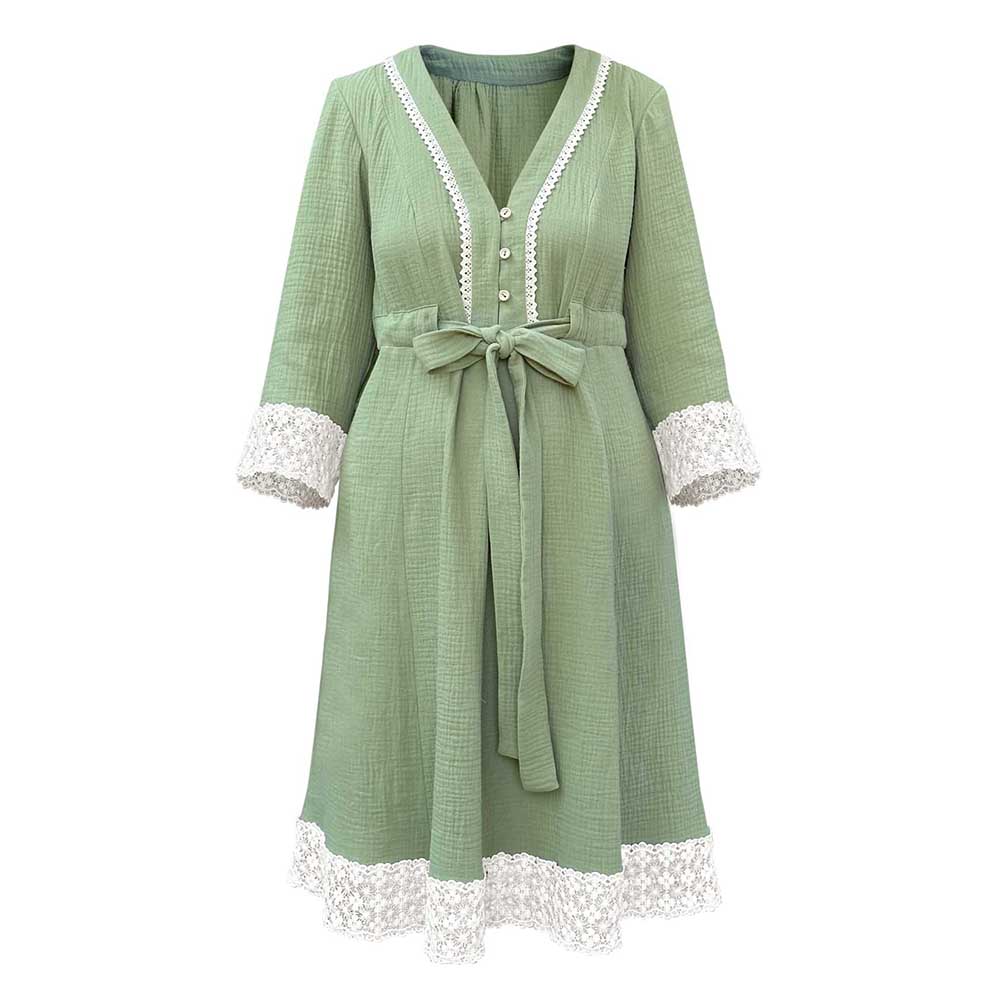 Rochie vaporoasă din muselină pentru femei, cu buzunare, cordon in talie si decolteu compatibil cu alaptatul, Odiseea lui Artur