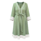 Rochie vaporoasă din muselină pentru femei, cu buzunare, cordon in talie si decolteu compatibil cu alaptatul, Odiseea lui Artur