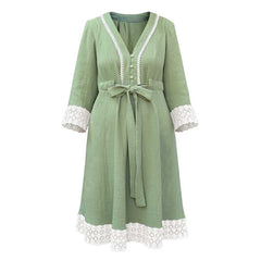 Rochie vaporoasă din muselină pentru femei, cu buzunare, cordon in talie si decolteu compatibil cu alaptatul, Odiseea lui Artur