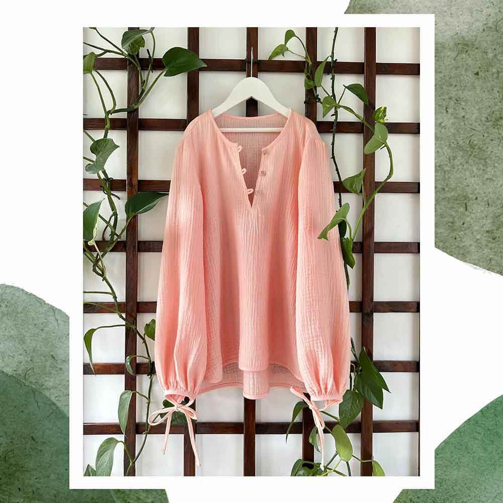 Bluză din muselină de bumbac pentru femei cu mâneci bufante cu fundă la manșete. Odiseea lui Artur