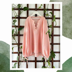 Bluză din muselină de bumbac pentru femei cu mâneci bufante cu fundă la manșete. Odiseea lui Artur