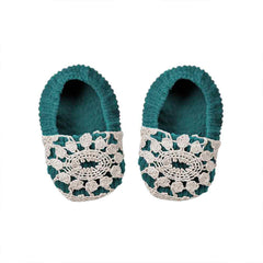 Botoșei cu dantelă din bumbac reiat