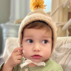 Căciulă Koo cu pompon, bumbac reiat și mătase naturală