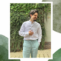 Set cămașă și pantaloni din 100% in, bărbați