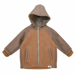 Jachetă căptușită Anzero Caramel Beige, lână fiartă