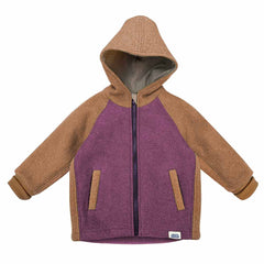 Jacheta de iarna pentru fetite, din lana fiarta captusita cu bumbac, cu gluga si buzunare