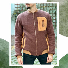 Jachetă din lână fiartă pentru bărbați, Discovery Brown