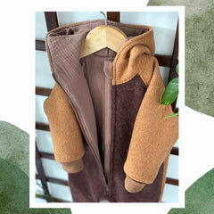 Overall dublat din lână fiartă, Lunna Caramel Brown