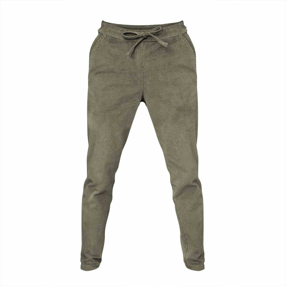 Pantaloni slim fit pentru barbati din bumbac reiat, model kaki