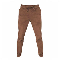 Pantaloni slim fit pentru barbati din bumbac reiat, model maro