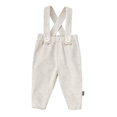 Pantaloni cu bretele detasabile pentru bebelusi si copii, model alb ecru