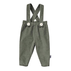 Pantaloni cu bretele detasabile pentru bebelusi si copii, model kaki