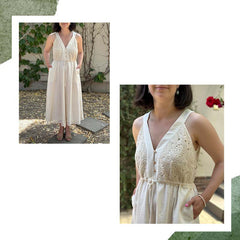 Rochie midi cu dantelă, Ambria, șifon bumbac, femei