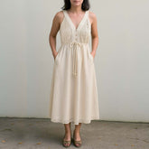 Rochie midi cu dantelă, Ambria, șifon bumbac, femei