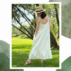 Rochie Clover cu bretele înguste și volănaș, șifon bumbac, femei