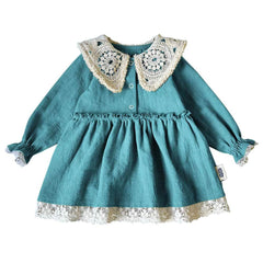 Rochie Celeste cu guler, din in