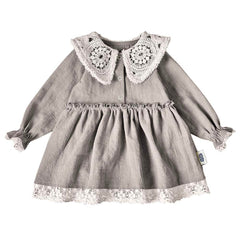 Rochie Celeste cu guler, din in