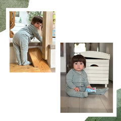 Salopetă cu botoșei, bumbac reiat