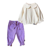 Set bluză și pantaloni Lumia, bumbac reiat și muselină