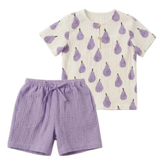 Set bluză și pantaloni Purple Pear, muselină