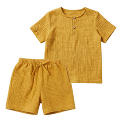 Set bluză și pantaloni Riviera galben, muselină