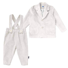 Set Otto din sacou și pantaloni cu bretele, bumbac reiat