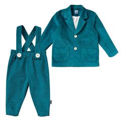 Set Otto din sacou și pantaloni cu bretele, bumbac reiat