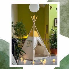 Cort teepee pentru camera copiilor din bumbac certificat Oeko Tex, Odiseea lui Artur