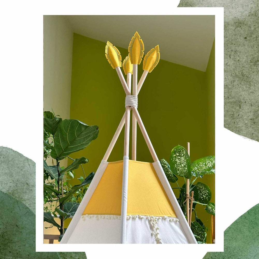 Detaliu Cort teepee pentru camera copiilor din bumbac certificat Oeko Tex, Odiseea lui Artur