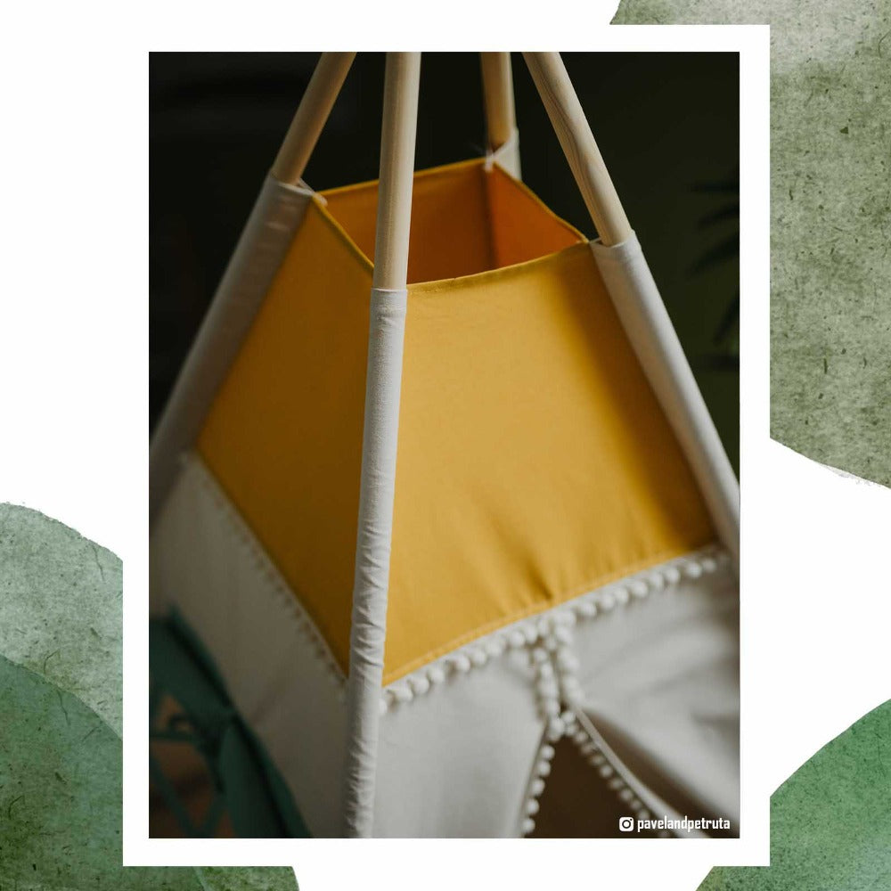 Detaliu Cort teepee pentru camera copiilor din bumbac certificat Oeko Tex, Odiseea lui Artur