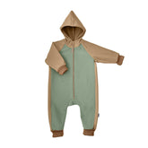 Salopeta overall impermeabil si rezistent la frecare, pentru bebelusi si copii, Odiseea lui Artur. Culoare Chocolate Mint