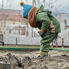 Pantaloni căptușiți cu talie ajustabilă, lână fiartă