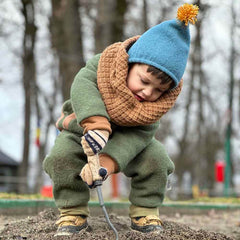 Pantaloni căptușiți cu talie ajustabilă, lână fiartă