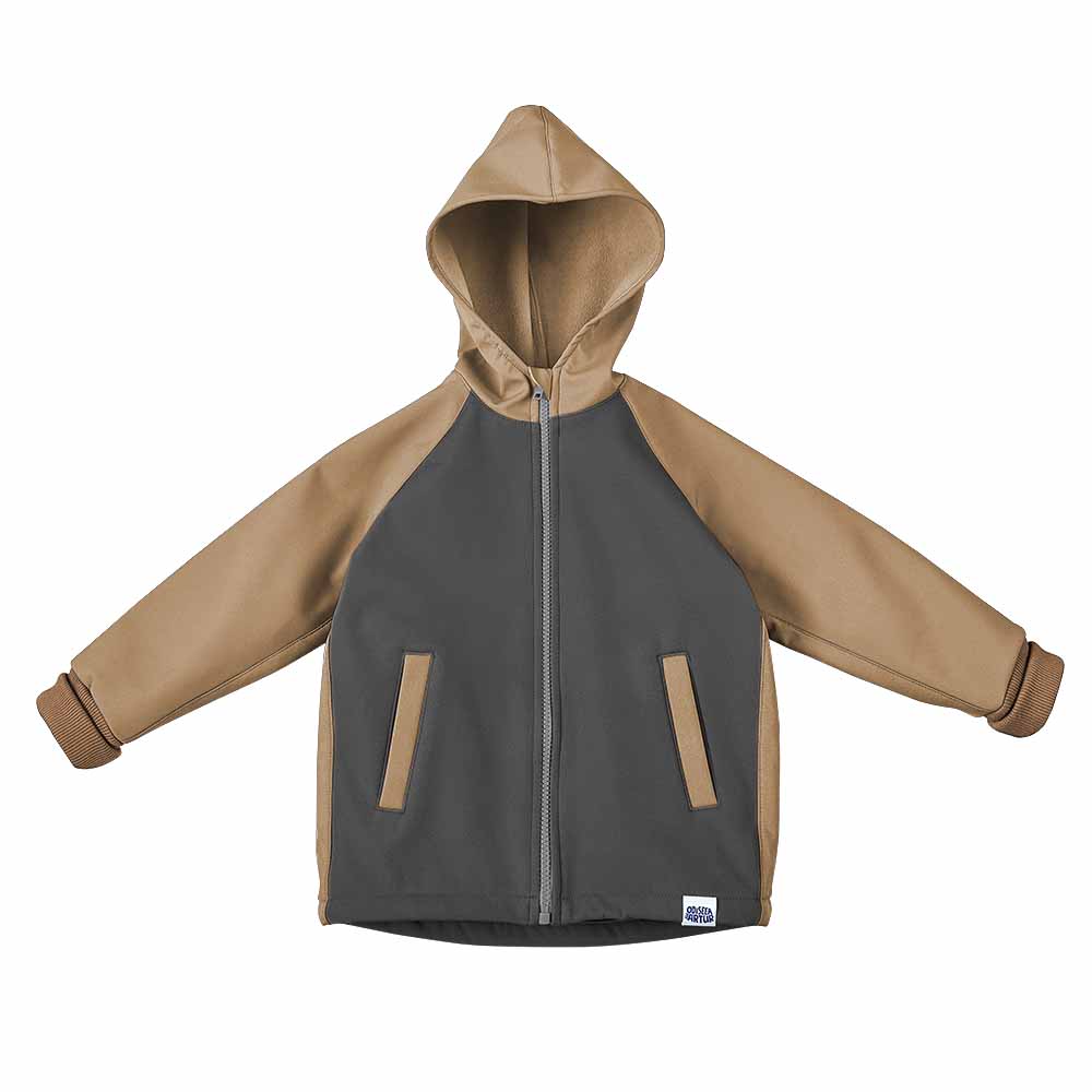 Jacheta cu gluga, din softshell impermeabil, pentru bebelusi si copii, model Stardust