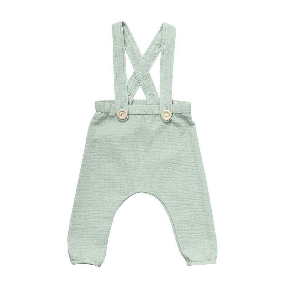 Pantalon culoarea nisipului cu bretele din muselina moale de bumbac, pentru bebelusi si copii, pentru botez, aniversari, sedinte foto. Odiseea lui Artur