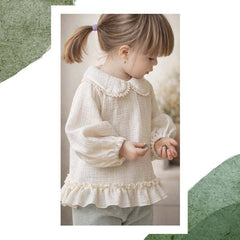 Bluză cu guler și mânecă bufantă Ada, muselină