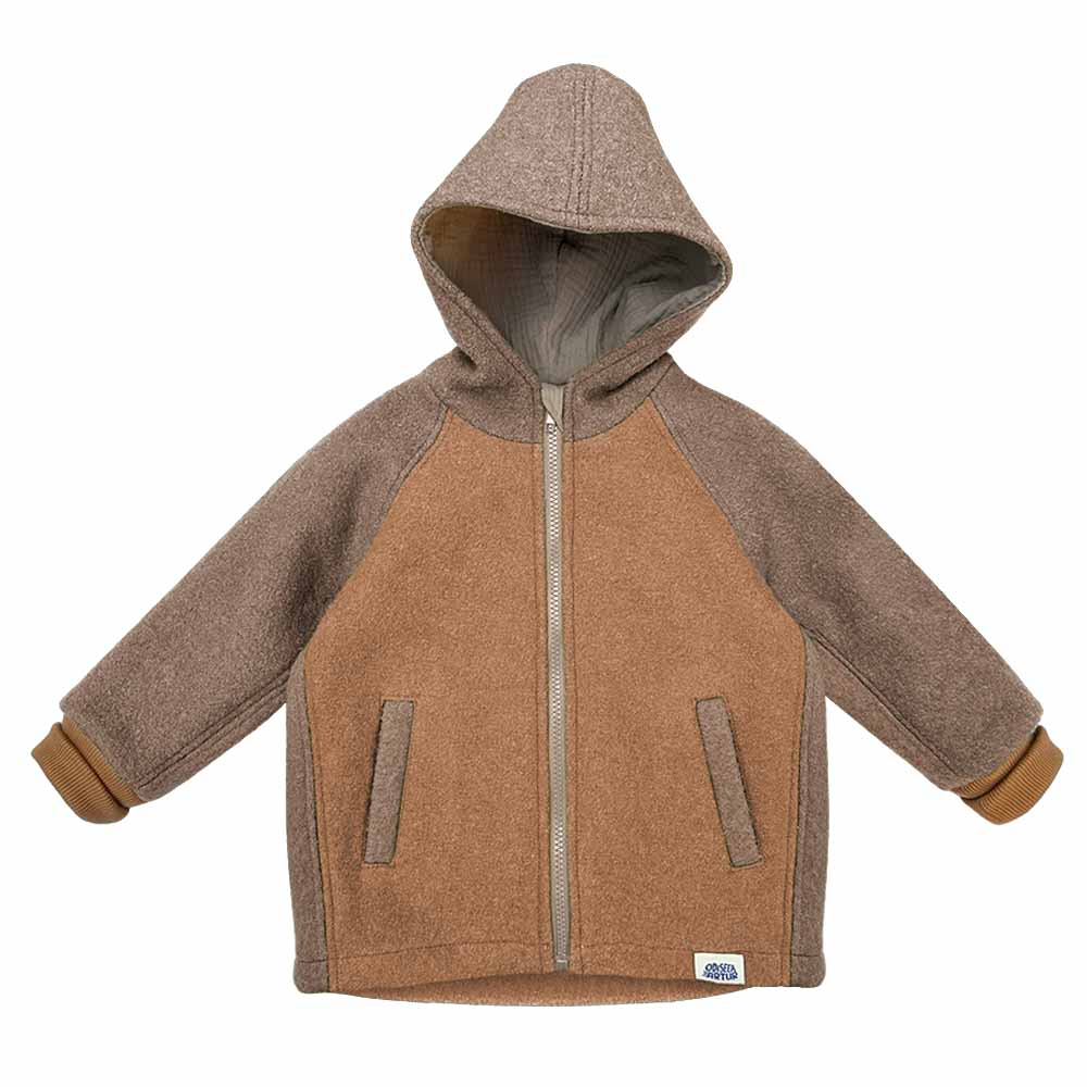 Jachetă căptușită Anzero Caramel Beige, lână fiartă BLACK FRIDAY 2025