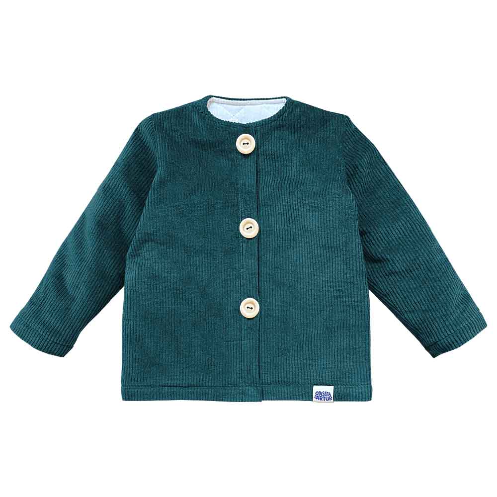 Jacheta matlasata, calduroasa si confortabila, pentru bebelusi si copii, model albastru petrol