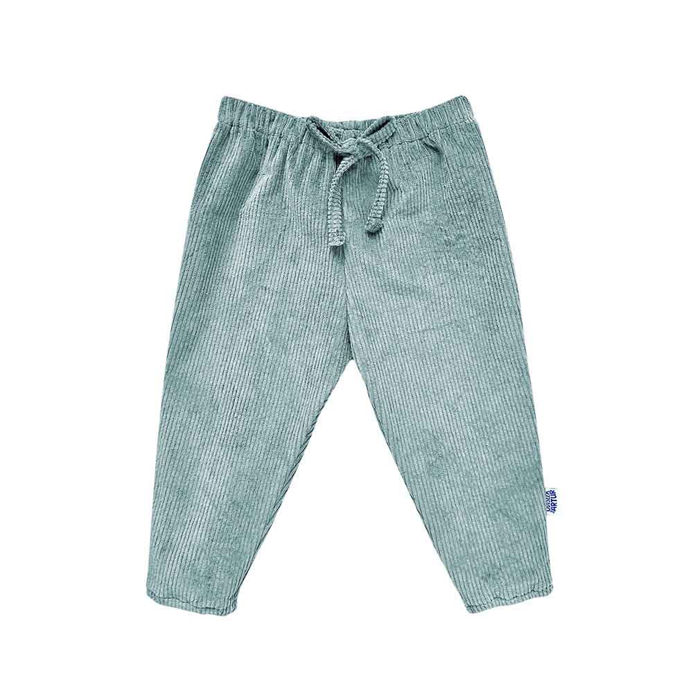 Pantaloni pentru bebelusi si copii, din bumbac reiat usor elastic, cu snur decorativ si talie elastica, baby blue