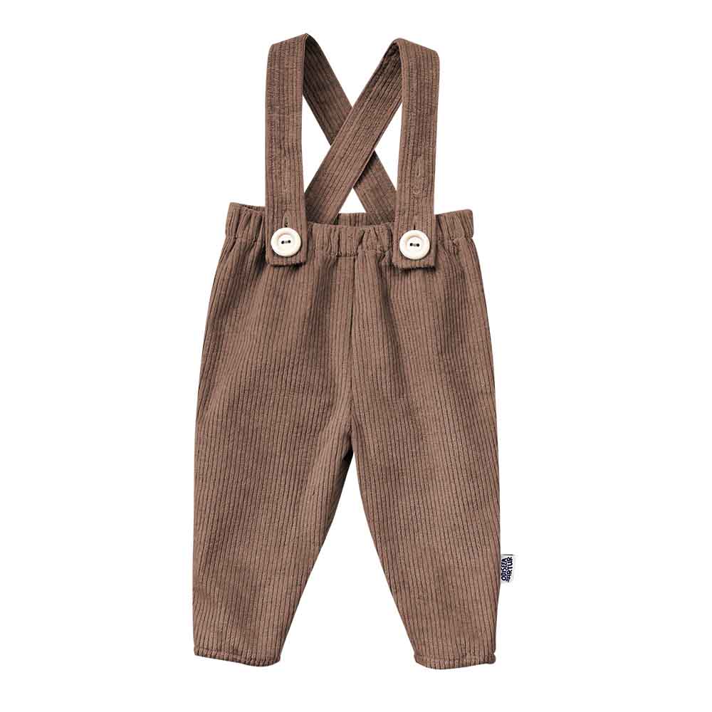 Pantaloni cu bretele detasabile pentru bebelusi si copii, model maro