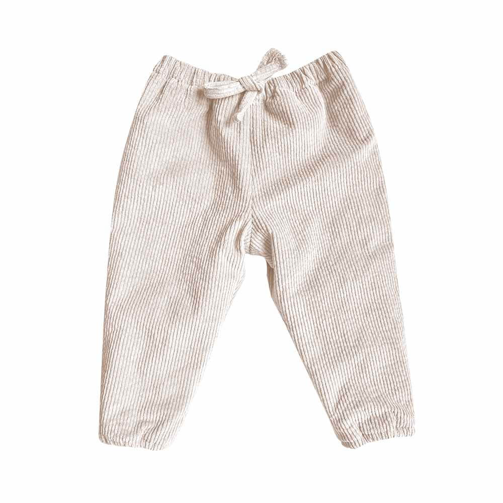 Pantaloni grosi de iarna, matlasati, pentru bebelusi si copii, alb-ecru