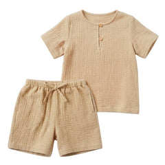 Set bluză și pantaloni Riviera nisip, muselină