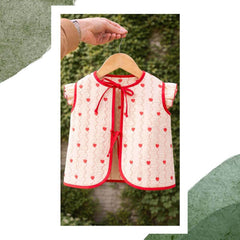 Vestă cu inimioare, muselină matlasată