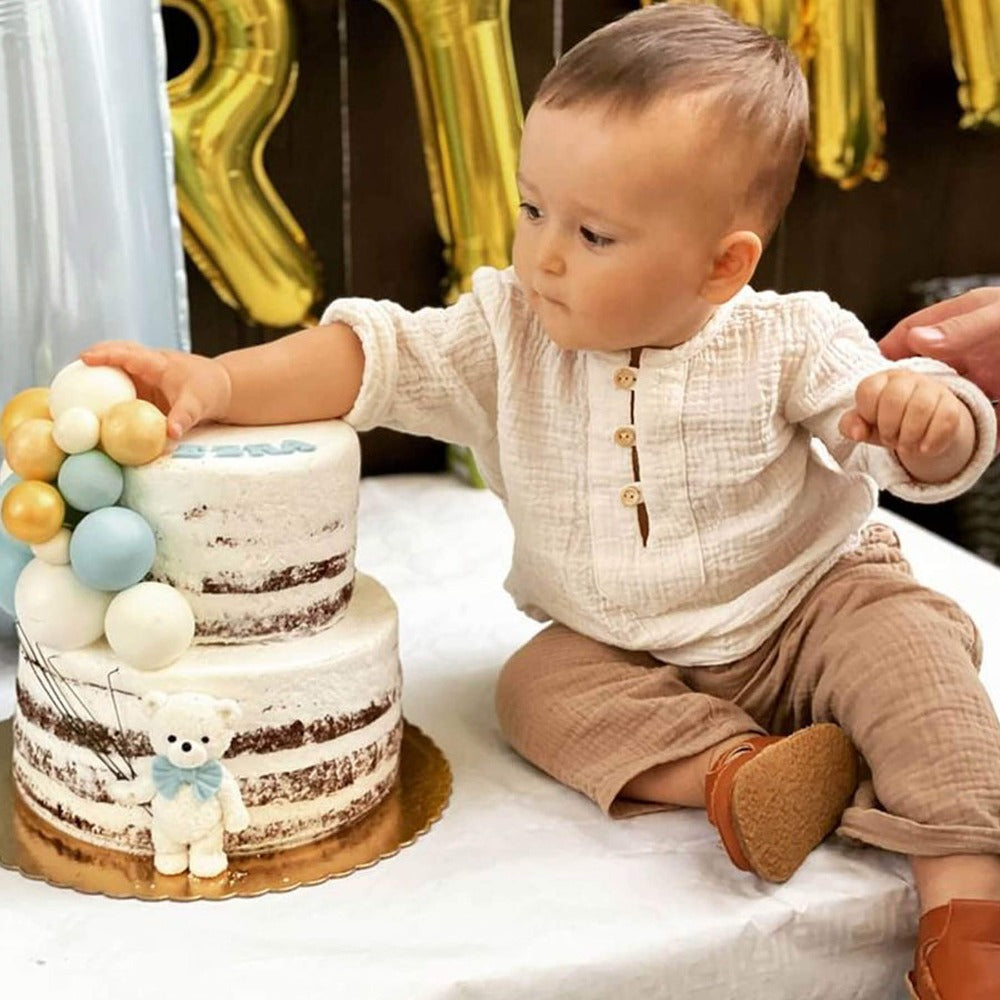 Costum botez pentru baietei, set Alethi format din pantalon si camasa muselina, pentru bebelusi si copii eveniment ceremonie, Odiseea lui Artur